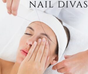 Transform your look with Nail Divas Beauty Salon - Image shows a model having threading done on her eyebrows
